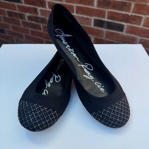 American Rag Black Suede Flats Fancy Toes US Size 7.5
